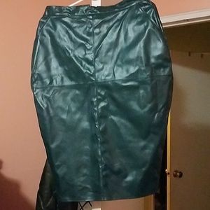 Green Faux leather skirt